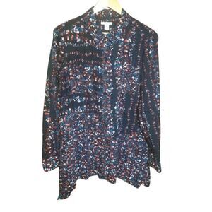 Westbound Womens Long Sleeve Lightweight Ditsy Floral Button Up Top Size 1X NWT